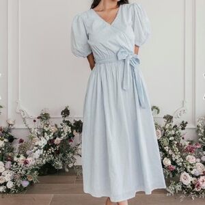 Jessakae Light Blue Dress size M Swiss dots midi‎